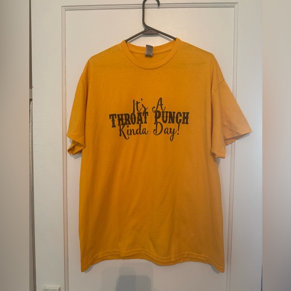 Gildan Other - Unisex Gildan Yellow Short Sleeve Graphic Tee XL It's A Throat Punch Kinda Day